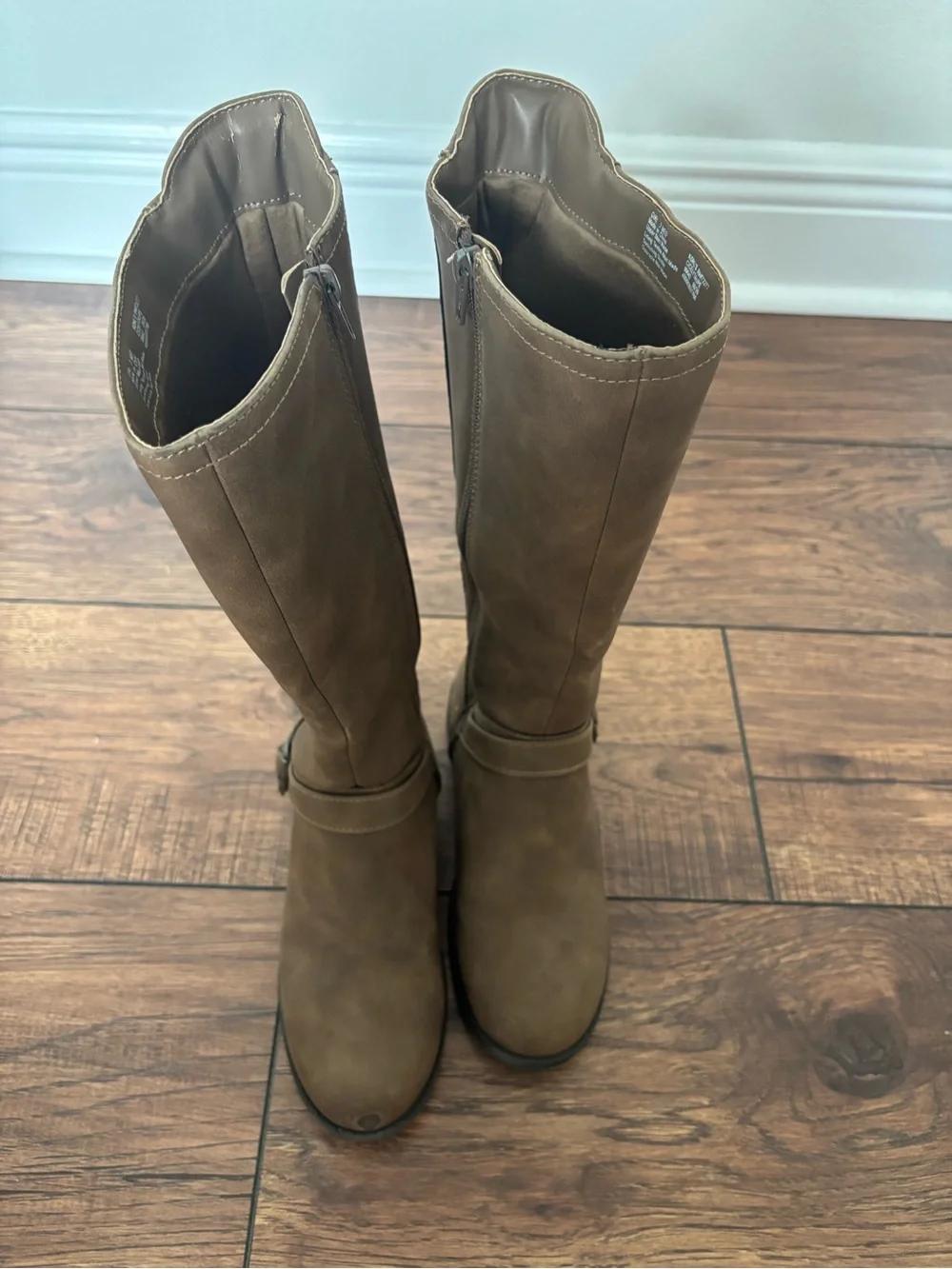Girls Brown Faux Suede Knee-High Lace-Up Boots – Buckle Detail - Size 3